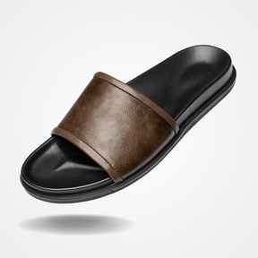 Sandália Slide Masculina de Couro Vórtex Malibu