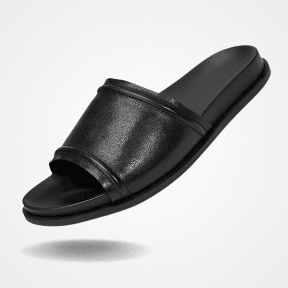 Sandália Slide Masculina de Couro Vórtex Malibu