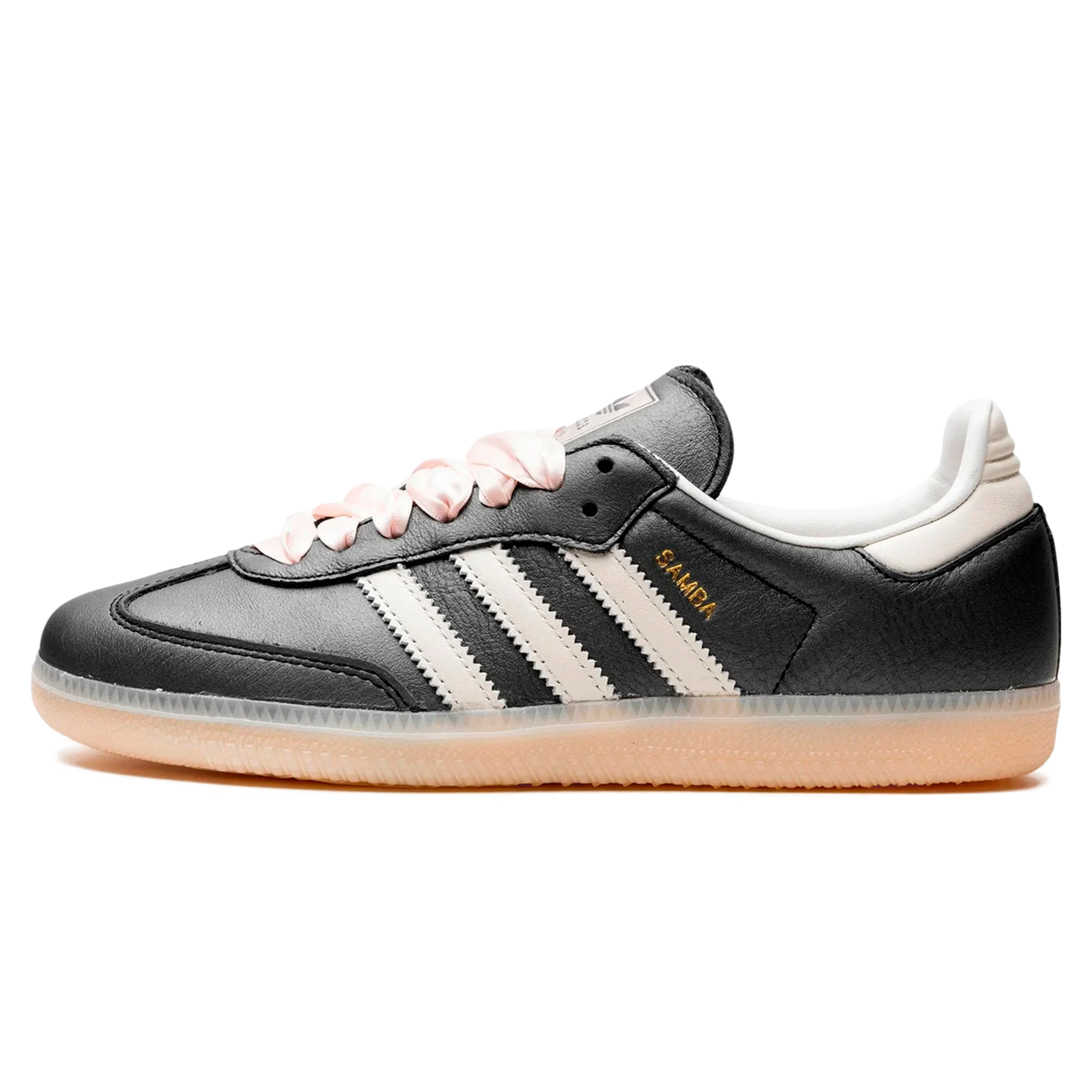 Tênis Adidas Samba OG Feminino "Black Pink Ribbon Laces" Preto