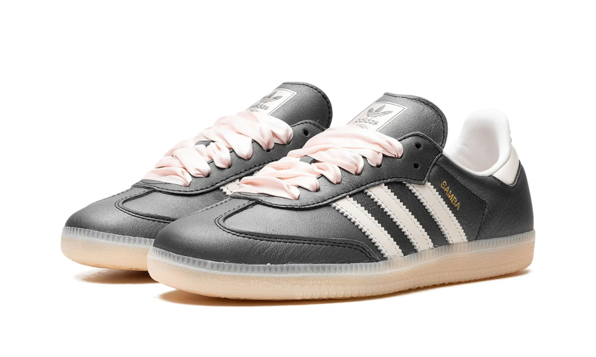 Tênis Adidas Samba OG Feminino "Black Pink Ribbon Laces" Preto