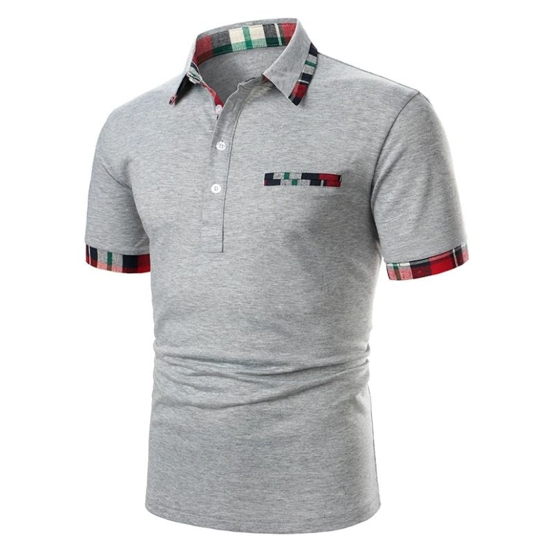 Camisa Polo Masculina Xadrez Cinza